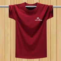 夏季男士短袖t恤冰丝宽松胖子半袖汗衫加肥加大码男装潮肥佬体桖 酒红跑男短袖 5XL[建议180-200斤]