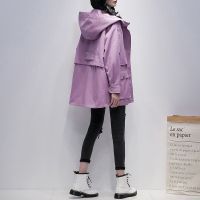 有里布2020风衣春秋新款女韩版ing风格收腰显瘦减龄工装大码外套 紫色 L