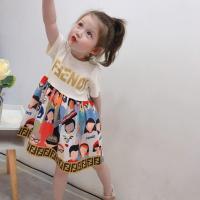 女童连衣裙拼接爆款2021新款中小童卡通短袖洋气公主裙 白色 100