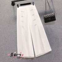 大码女装2021夏季新款胖妹妹显瘦中国风改良版旗袍连衣裙两件套装 阔腿裤单件 5XL 建议180-200斤