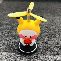 破风鸭小鸭子车载内饰摆件竹蜻蜓头盔鸭电动车自行车汽车装饰用品 竹蜻蜓皮卡鸭[配送手把卡扣无痕贴]