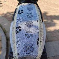 电动车四季通用型亚麻布带穗透气耐磨防晒款式新颖电动摩托车座套 亚麻布带穗五颗心 中号