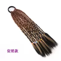 马尾脏辫假发女ins风绑带式彩色渐变嘻哈小辫皮筋式短三股辫街舞 款1 30厘米