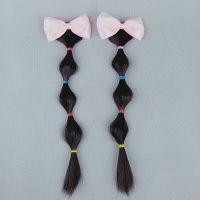 儿童泡泡辫假发女马尾辫子发饰lolita蝴蝶结双马尾头饰灯笼辫发夹 纯粉色蝴蝶结 马尾[一只装]