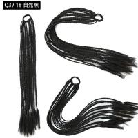 三股脏辫马尾彩色小辫子嘻哈麻花渐变色民族风潮流辫子假发女长发 自然黑(一条12根)