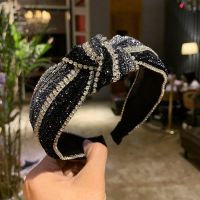欢乐多韩国闪耀水钻宽边发箍女发带百搭外出发卡头箍压头饰品T971 闪耀亮钻打结款