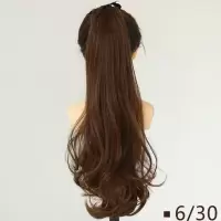 假发片马尾女长发长卷发大波浪蓬松自然气质抓夹绑带式假马尾辫子 浅棕色 绑带式45cm