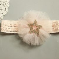 宝宝囟门发带儿童皇冠头饰周岁婴儿蝴蝶结头饰可爱公主婴幼儿头套 [单条装]粉色星星