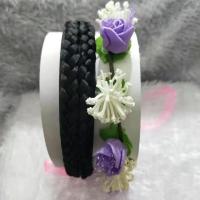 手工编织假发女辫子发卡防滑发箍头饰品麻花辫子弹力随意拉伸 [纯手工编]2厘米-自然黑