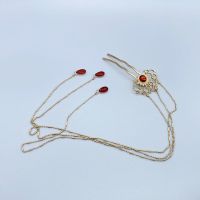 长歌行长流苏后压赵露丝珍珠发钗李乐嫣同款发饰明制汉服发簪步摇 长歌行链条40厘米红色