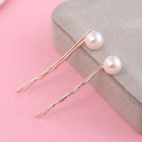 韩国版刘海夹子头饰品发夹女成人鸭嘴夹顶夹一字夹百搭优雅发卡子 珍珠(一对)