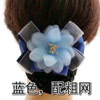 成人韩版隐形发网套盘头发细网空姐护士职业头花网兜盘发舞蹈发套 蓝色 配粗网