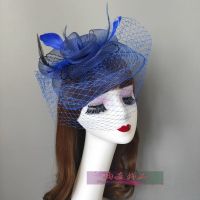 旗袍秀头饰复古面纱走秀网纱羽毛名媛晚礼服小礼帽女广场舞头花[10月8日发完] K1023宝兰