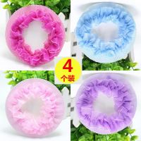 儿童隐形发网套甜美女童头饰发绳宝宝丸子头头花拉丁舞考级盘发器 4个彩色(花边) 小发网(适合少发量儿童)