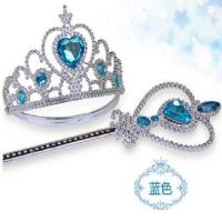 冰雪奇缘皇冠索菲亚小公主艾莎爱莎苏菲亚儿童饰品项链皇冠套装 艾莎蓝色2件套