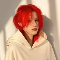 假发男女狼尾鲻鱼头女假发套韩版王一博同款男假发潮流蓬松假头套 海王红 假发+发网夹子