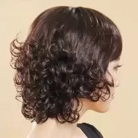 假发女中年女士短卷发自然蓬松仿真发逼真遮白透气妈妈全头假发 浅棕色 假发+发网