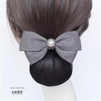 头花职业盘发网兜空姐带钻发卡头饰品发套发夹成人护士发网女空乘 灰色-细网