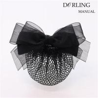 绢纱韩版工作头花职业发卡职员蝴蝶结发夹上班发网护士网兜头饰品 黑色细网