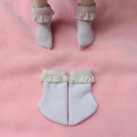 [第二件减四元]bjd娃娃6分 娃衣配饰白色打底袜条纹袜子 白色花边袜 一双6分中筒袜(看图片效果)