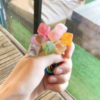 女童韩版卡通彩色果冻糖果发圈皮筋儿童宝宝扎头发可爱橡皮筋头饰 方块(10只装)