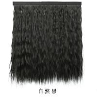 可拆卸帽子假发爆款魔术贴假发片直卷发可自由搭配多款时尚假发片 自然黑 羊毛卷40厘米