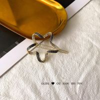 日系五角星青蛙扣水钻发卡碎发边夹韩国优雅百搭头饰三角侧夹发夹 五角星 收藏