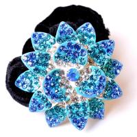 带水钻头饰发饰盘发圈发绳花朵头绳头花饰品扎头发皮筋韩国扎马尾 蓝色 款式一