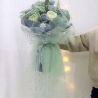 新款珍珠网纱花艺摄影道具鲜花包装纱网背景纱花篮花束包头纱 5张以上单张价