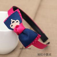 公主发饰儿童发箍带齿防滑头箍皇冠发卡网纱蝴蝶结发夹小女孩头饰 玫红小圆点