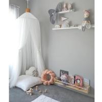 INS北欧儿童房圆顶婴儿床网纱蚊帐 夏季轻薄床幔免安装宝宝防蚊罩 高洁白(送皇冠星星)