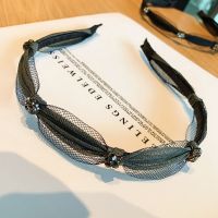 爆款韩国东大门新款细发箍女简约超仙女甜美网纱带钻头箍复古绿色 墨绿色