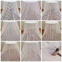 清仓白色蕾丝布料舞台婚礼纱幔台窗帘甜品台桌布网纱婚庆道具 白色蕾丝(1米)