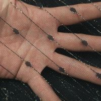 金丝条纹透视软网纱布料 手工DIY 礼服婚纱时装时尚设计创意面料【10月8日发完】 黑色金丝 1米*1.5米