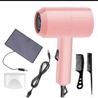 电池吹风机美术联考专用充USB电吹风充电式学生宿舍锂电池电吹风 粉红USB款