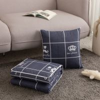 卡通印花皮卡丘可折叠抱枕被家用午休小被子汽车靠垫两用春秋被子 皇冠 抱枕40(展开100*150)