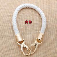 女包手提带单肩包带包配件编织包带手拎带手挽带手包提带pu短带子 白色编织带1条 40厘米浅金钩