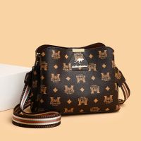 袋鼠真皮包包女2021新款时尚百搭印花手提包牛皮软皮斜挎包潮 M图案