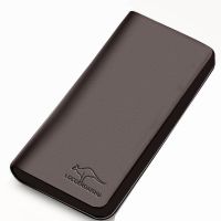 鲁克袋鼠男士钱包男长款手包男手机包卡包手抓包男多卡位拉链长包 棕色-无拉链无防盗手绳