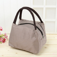 帆布包手袋女布包牛津布包包袋子午餐包手拎包包包便当包饭盒袋 卡其条纹