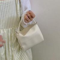 豆腐包包女2021夏季ins 简约软皮手拎包大容量日常百搭手挎小包女 奶白色无链条