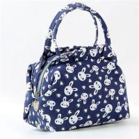 春夏民族风手提布包小号女包迷你手提包女包水饺印花小拎包零钱包 深蓝色小兔子大款