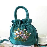 女包包新款中老年买菜包妈妈手提包包女小包手机包结婚包零钱包 孔雀兰-抽绳款