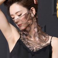 桑蚕丝面纱挂耳丝巾女式百搭蒙面巾薄遮阳防晒真丝围脖女套头 豹纹花卉