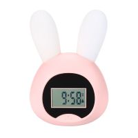 桃趣蓝牙智能闹钟声控夜灯LED静音温度计闹钟APP控制贪睡时钟 萌兔(粉色--不带蓝牙)