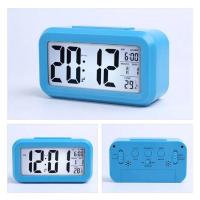 夜光多功能闹钟学生简约ins超大声可充电报时铃钟表一键贪睡儿童 3代-蓝色 一种闹铃+温度+感光