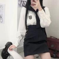 早春穿搭减龄时尚洋气韩式炸街可盐可甜学院风衬衫短裙两件套装女 裙子 S