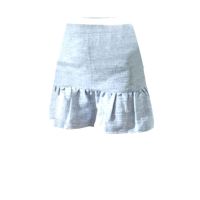 小香风衬衫套装女夏季韩版新款甜美半身裙炸街上衣高腰短裙两件套 海盐蓝短裙(单件) S 建议80~100斤