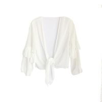 茶歇裙女法式复古长裙碎花连衣裙吊带裙防晒衣雪纺衫两件套装裙子 [单]雪纺防晒衣 S