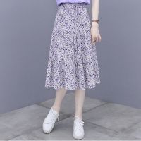 小个子套装裙2021夏季新款流行t恤上衣碎花连衣裙两件套时尚洋气 6214裙子 3XL 【建议145斤-160斤】